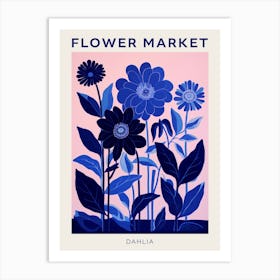 Blue Flower Market Poster Dahlia 2 Art Print