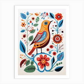 Scandinavian Bird Illustration Hermit Thrush 4 Art Print