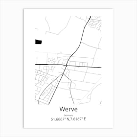 Werve,Germany Minimalist Map Art Print