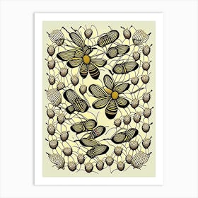 Swarm Of Bees 3 William Morris Style Art Print