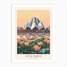 Lotus Temple New Delhi India Travel Poster Art Print
