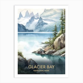 Glacier Bay National Park Watercolour Vintage Travel Poster 4 Art Print