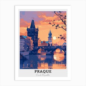 Prague Sunset Travel Art Print