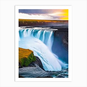Gullfoss Waterfall, Iceland Nat Viga Style (1) Art Print