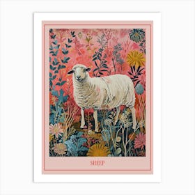 Floral Animal Painting Sheep 3 Poster Art Print