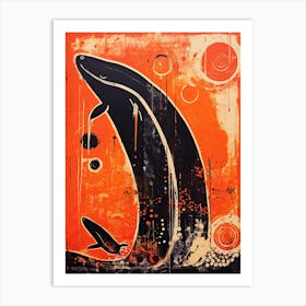Whale, Woodblock Animal Drawing 2 Art Print