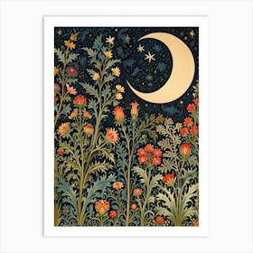 William Morris Moon And Flowers 10 Art Print