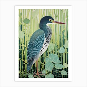 Ohara Koson Inspired Bird Painting Green Heron 1 Art Print