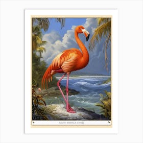 Greater Flamingo South America Chile Tropical Illustration 5 Poster Art Print