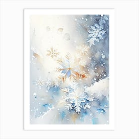 Snowflakes In The Snow,  Snowflakes Storybook Watercolours 1 Art Print