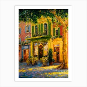 Old Town Cafe by Xaixia Liu "Cafe De France" Chinese Impressionism Painter | European Cafe Art in HD Immaculate Image Art Print