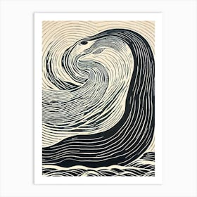 Gray Whale II Linocut Art Print
