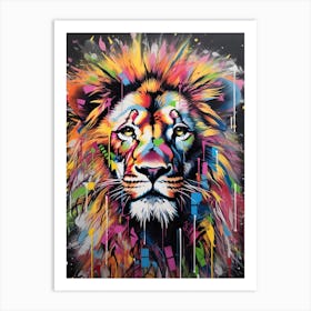 Lion Art Painting Street Art Style 3 Art Print