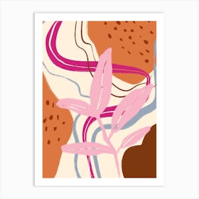 Abstract Modern Leaf Pink 2 Art Print