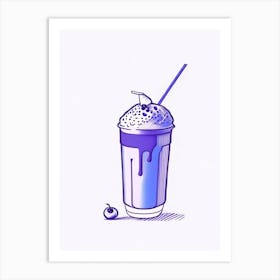 Blueberry Milkshake Dairy Food Minimal Line Drawing 4 Art Print