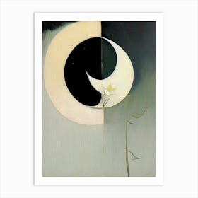 Crescent Moon And Lotus Symbol Abstract Painting Art Print