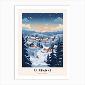 Winter Night  Travel Poster Fairbanks Alaska 2 Art Print