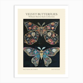 Velvet Butterflies Collection Nocturnal Butterfly William Morris Style 9 Art Print