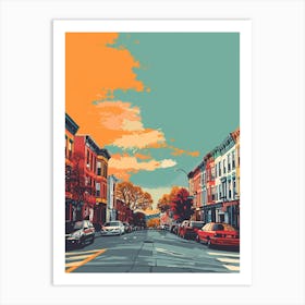 Stapleton New York Colourful Silkscreen Illustration 3 Art Print