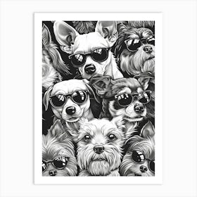 Perfectly Repeatable Artwork With Cute Dog Faces 03 Art Print