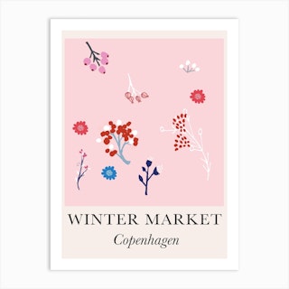 Winter Market Pink & Cream Art Print