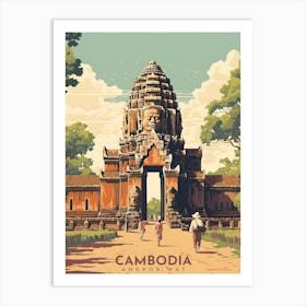 Cambodia Angkor Wat Retro Travel Art Print