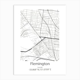 Flemington,Australia Minimalist Map Art Print