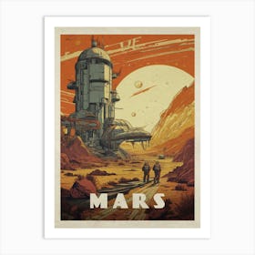 Mars, colony, astronaut — Vintage space poster, retro space art, retrofuturism, retro sci-fi 3 Art Print