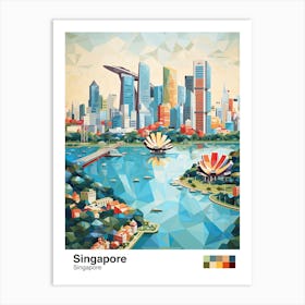 Singapore, Geometric Illustration 2 Poster Art Print