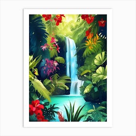 Waterfall In The Jungle 1 Art Print