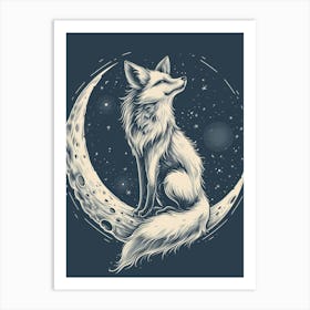 Fox On The Moon Art Print