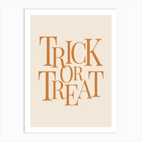 Modern Trick Or Treat Typography - Orange & White Art Print