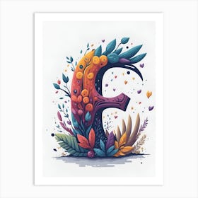 Colorful Letter E Illustration 50 Art Print