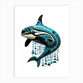 Orca Whale Aqua Pattern 2 Art Print