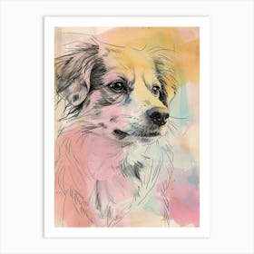 Pastel Nederlandse Kooikerhondje Dog Line Illustration 1 Art Print