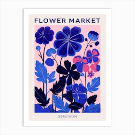 Blue Flower Market Poster Geranium 1 Art Print