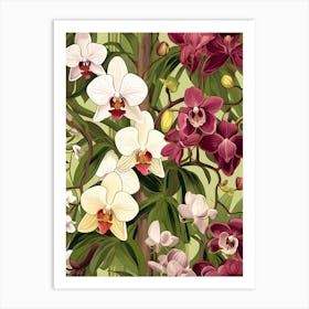 Orchids Seamless Pattern Art Print