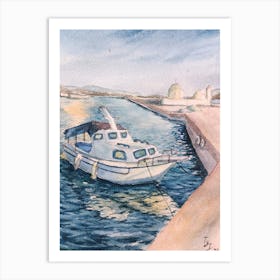 Boat At The Harbor Art Print