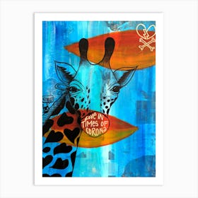 Giraffe in times of Corona Art Print