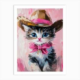 Kitten In Cowboy Hat Affiche