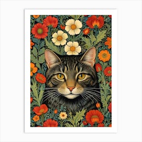 William Morris Cat In Flowers 1 Art Print