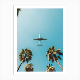 Airplane Flying Over Palm Trees 3 Art Print