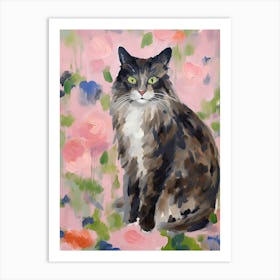 A Norwegian Forest Cat Painting, Impressionist Painting 4 Art Print