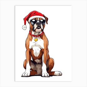 Christmas Boxer Dog Art Print