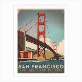 San Francisco Travel Poster Golden Gate Art Print