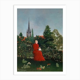 Portrait Of A Woman In A Landscape, Henri Rousseau Art Print