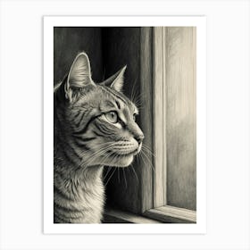 Cat Looking Out The Window 3 Art Print