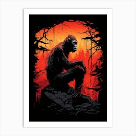 Thinker Monkey Paint Drip Style 4 Art Print