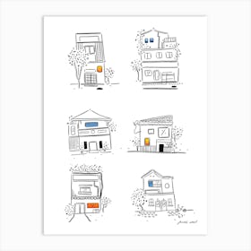 Doodle Houses Art Print