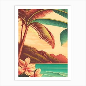 Maui Hawaii Vintage Sketch Tropical Destination Art Print